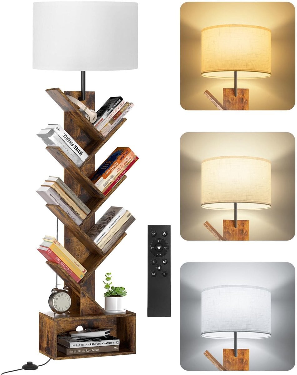 Omgoods Boekenplank in Boomvorm met Verlichting en Afstandsbediening - Hoekrek met 6 Niveaus