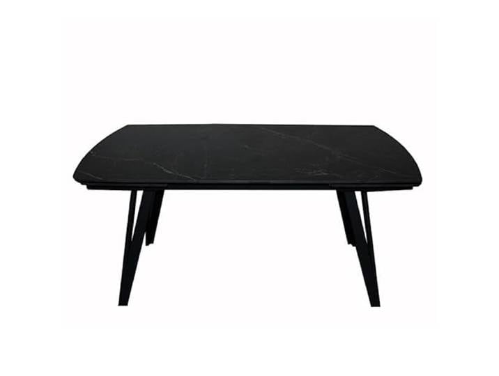 DRW Ausziehbarer Esstisch in Form aus Metall und Sinterstein in Schwarz, 75 x 240 x 90 cm