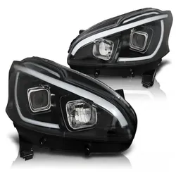 Scheinwerfer-Set mit LED-Standlicht passend für Peugeot 208 (04/2012–06/2015), Schwarz