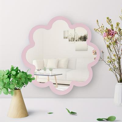 Fusion Finds Creative Wall Makeup Mirror With Wooden Frame & Acrylic Double Layer Decorative Vanity Mirror pink
