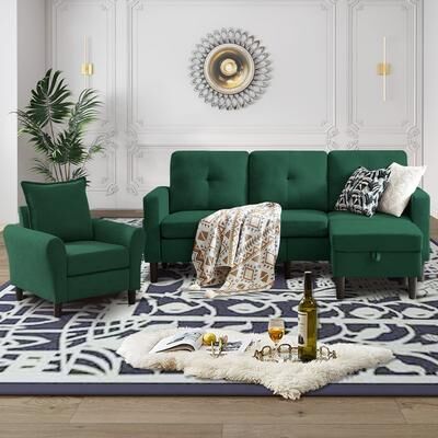 Jarenie 3 Pieces Living Room Set with Storage Ottoman