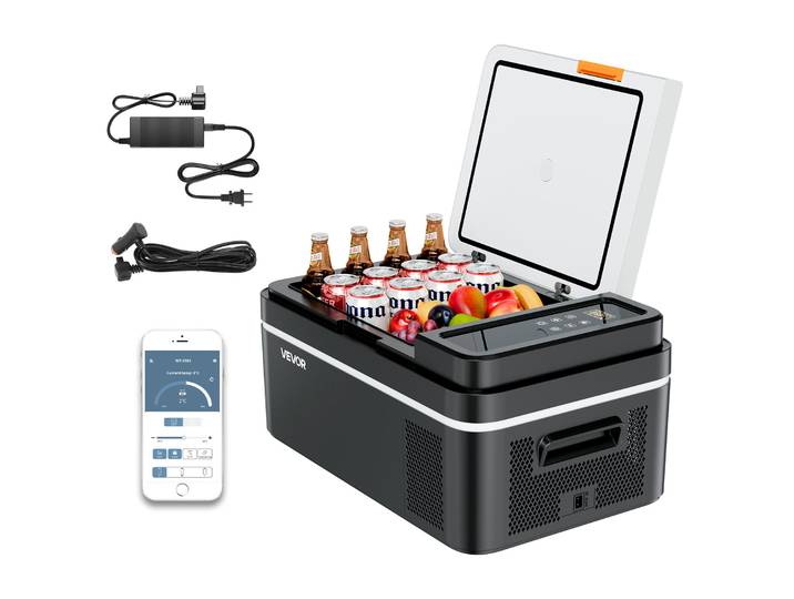 Succebuy Réfrigérateur-congélateur portable 20L à compresseur électrique, glacière de voiture 12/24V DC et 110-240V AC pour cuisine et bar