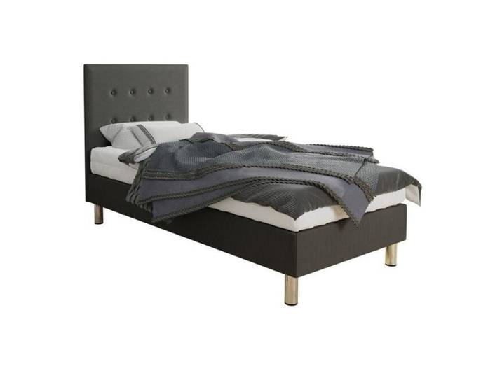 Lit continental - CONTINENTAL - Logan 100 - Avec ressorts (bonnell) - Gris - 100x200cm