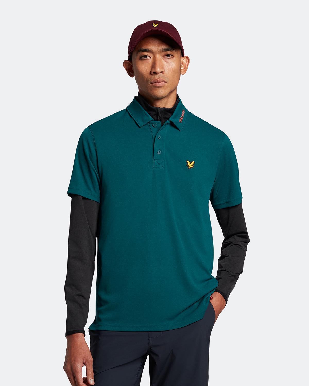 Lyle & Scott Golf Kragen Logo Technisches Poloshirt in Grün