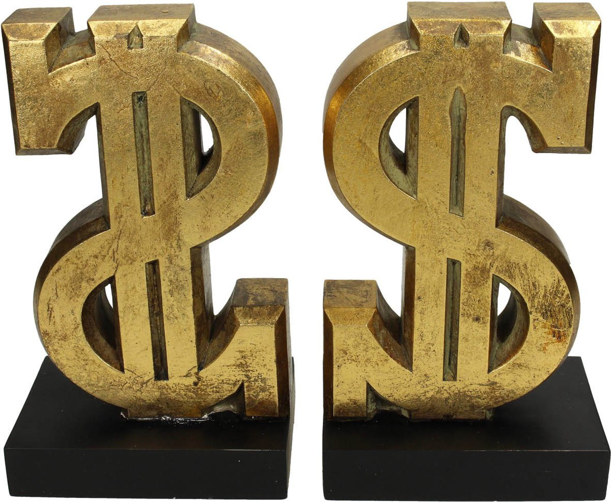 SVJ Home Decorations Boekenstandaard Dollarteken - Goud - B: 24 cm, D: 9 cm, H: 21 cm