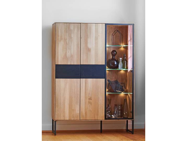 Highboard Stirling aus massiver Wildeiche mit Metallgestell – Montierte Lieferung – 3%-Vorkasse-Rabatt