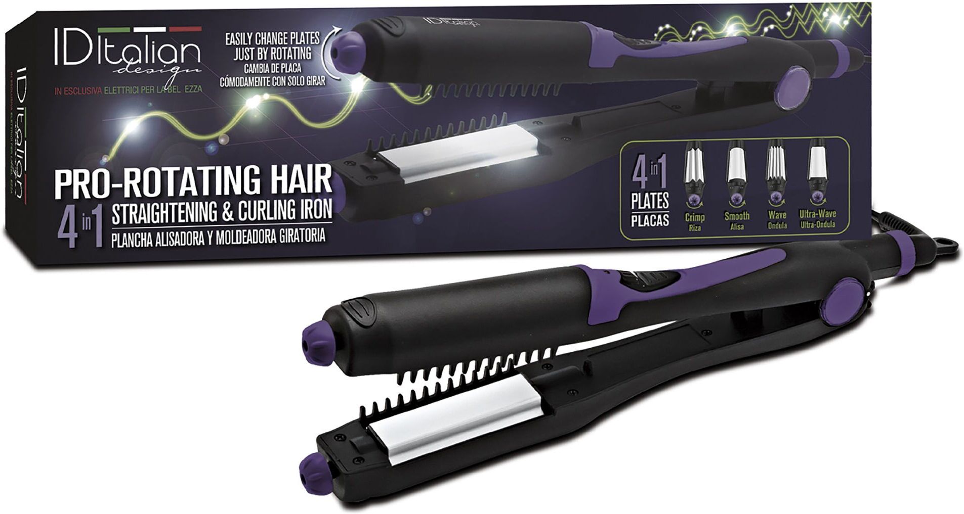 Italian Design Pro-rotating Lisseur à cheveux   noir/violet - Refurbished
