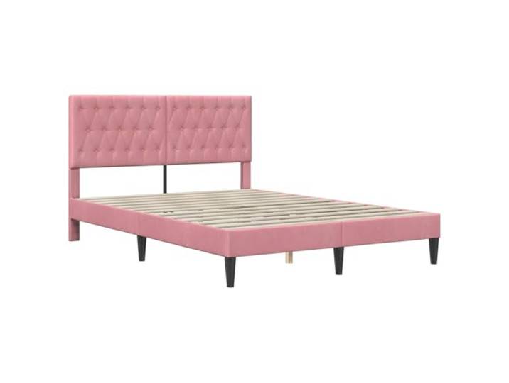 KTHLBRH Doppelbett Rosa 160 x 200 Samt Struktur aus Sperrholz, Basis mit festen Latten, leicht zu reinigen, modernes Design