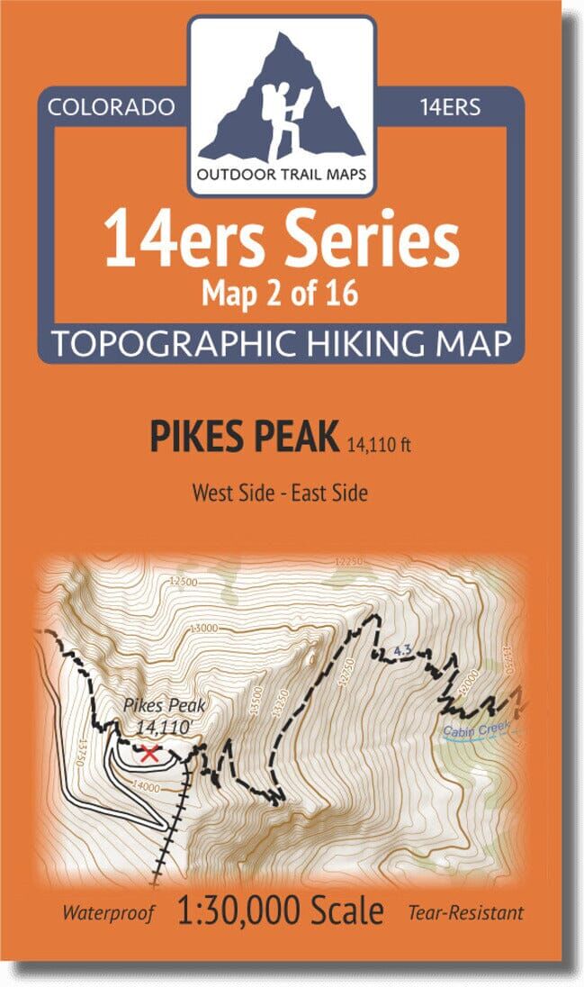 Colorado 14ers Map Series 2 of 16 - Pikes Peak (East and West)   Outdoor Trail Maps LLC