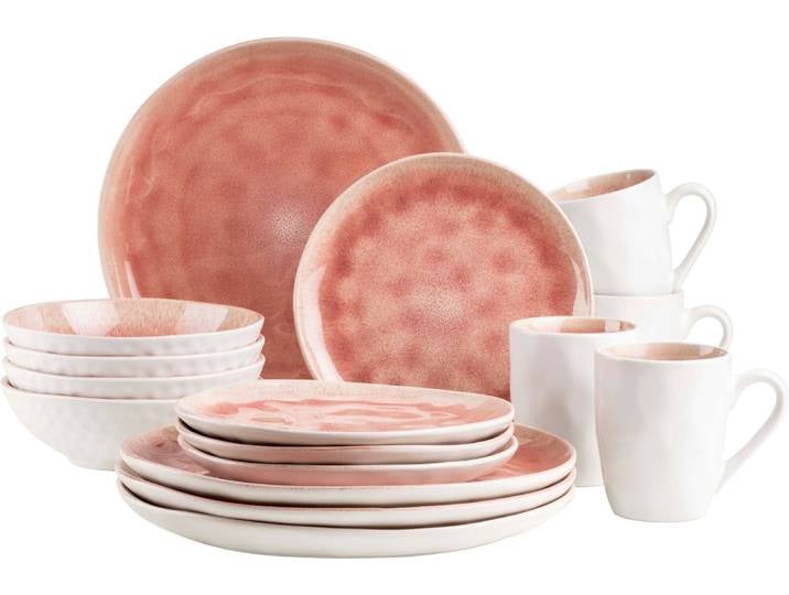 Mäser Kombiservice 16-tlg. FROZEN, rosa, Steinzeug