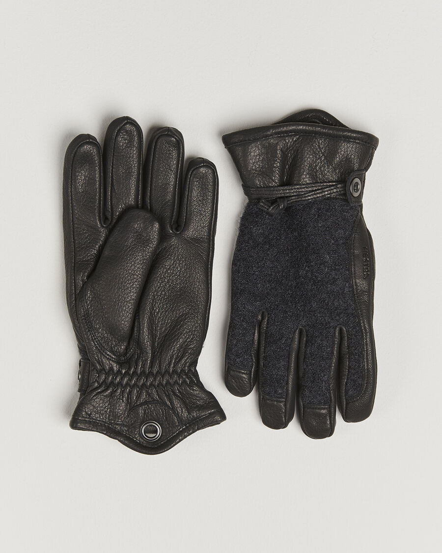Hestra Daniel Wool/Goat Leather Glove Charcoal/Black men 10 Sort