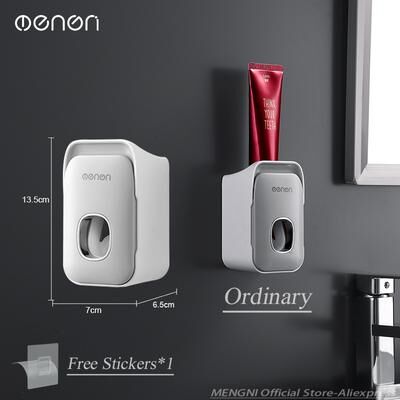 Quick Pick Pro Wall Mounted Toothpaste Dispenser With Toothbrush Holder Bathroom Organizer gray