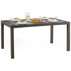 Dmora Tisch im Freien Giove, rechteckiger Gartentisch, Mehrzweck-Gartentisch in Rattan-Optik, 100 % Made in Italy, 150x90h74 cm, Braun