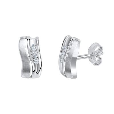 Paar Ohrstecker VIVANCE "925 Silber rhodiniert glanz/matt", silber (silbergrau, weiß), Ohrringe, Damen, one-size, Silber 925 (Sterlingsilber), Ohrstecker