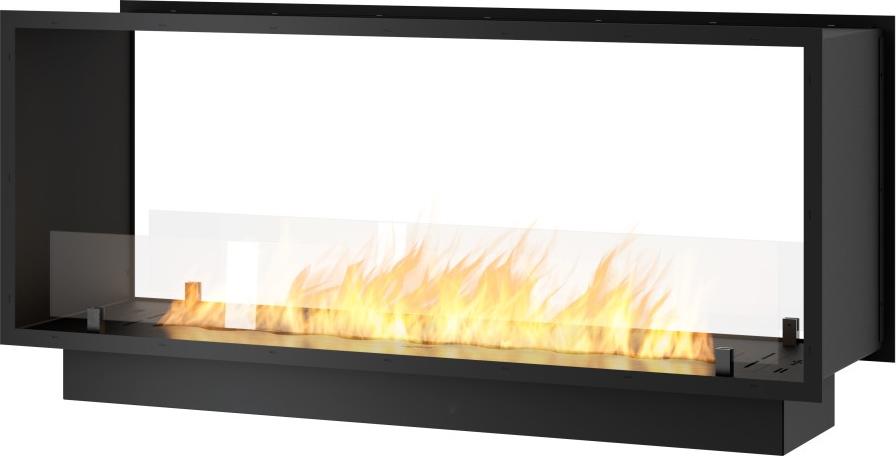 Bioethanol-Kamin 2Side 1200 Slim Einbau mit zwei Fronten - Mattschwarz, mit Glas, 4L Brenner, Modernes Design