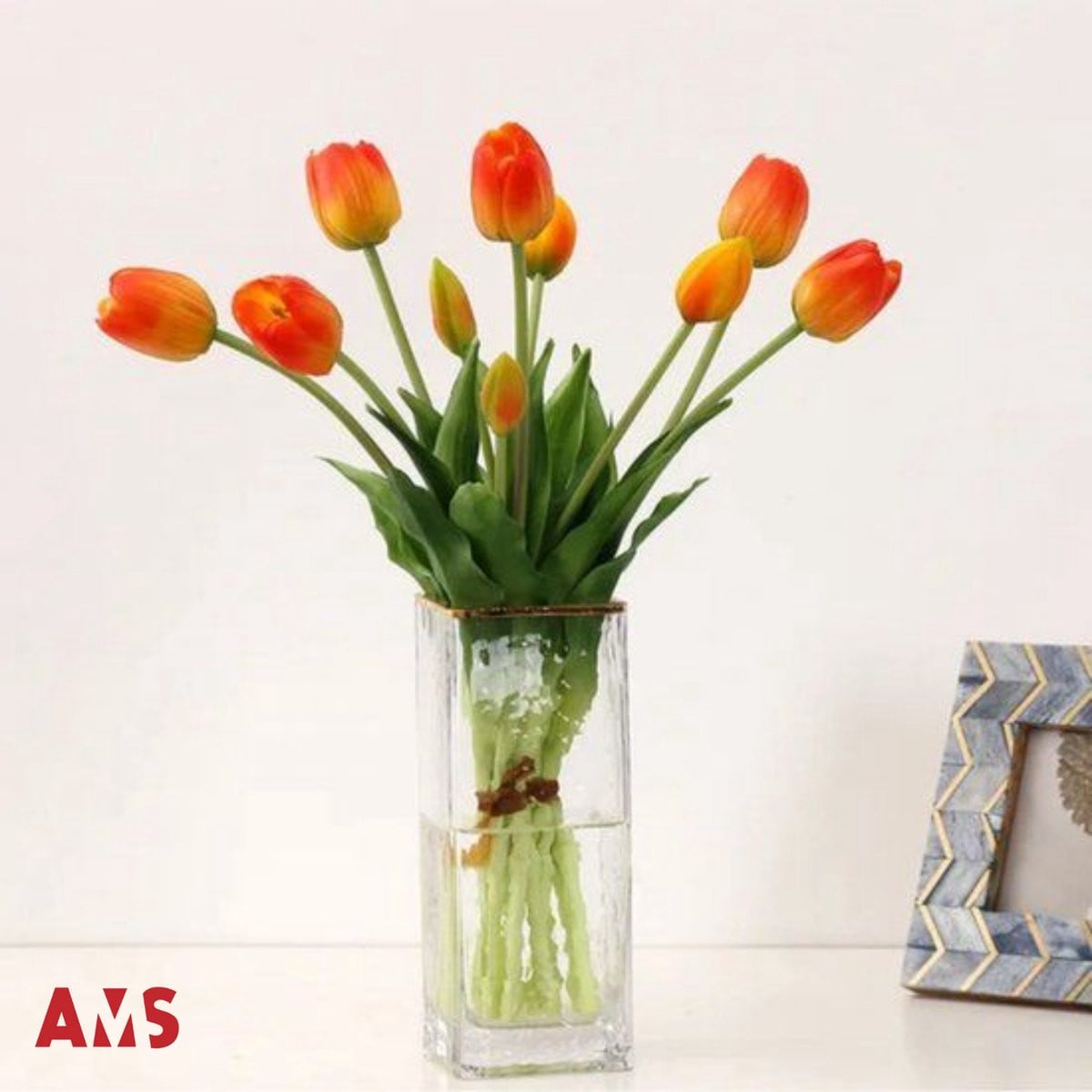 AMS Oranje Kunsttulpen - Kunstbloemen Boeket - 40 cm