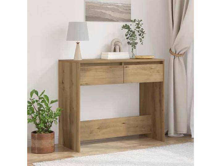 Konsolentisch Artisan-Eiche 89x41x76,5 cm Holzwerkstoff mit 2 Schubladen Artisan-Eiche Dekor, 2 Schubladen, Beistelltisch, Flurmöbel, Wohnaccessoires, Präsentationsfläche, Stauraummöbel