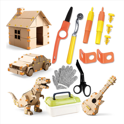 Tool Box, Cardboard Tools For Kids With Cutter, Cardboard Construction Kit Ideal For Family, Team Activities Tool Box, Cardboard Tools For Kids With Cutter, Cardboard Construction Kit Ideal For Family, Team Activities