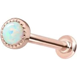 14 Karat Gold Labret mit Innengewinde SYNTHETISCHER OPAL