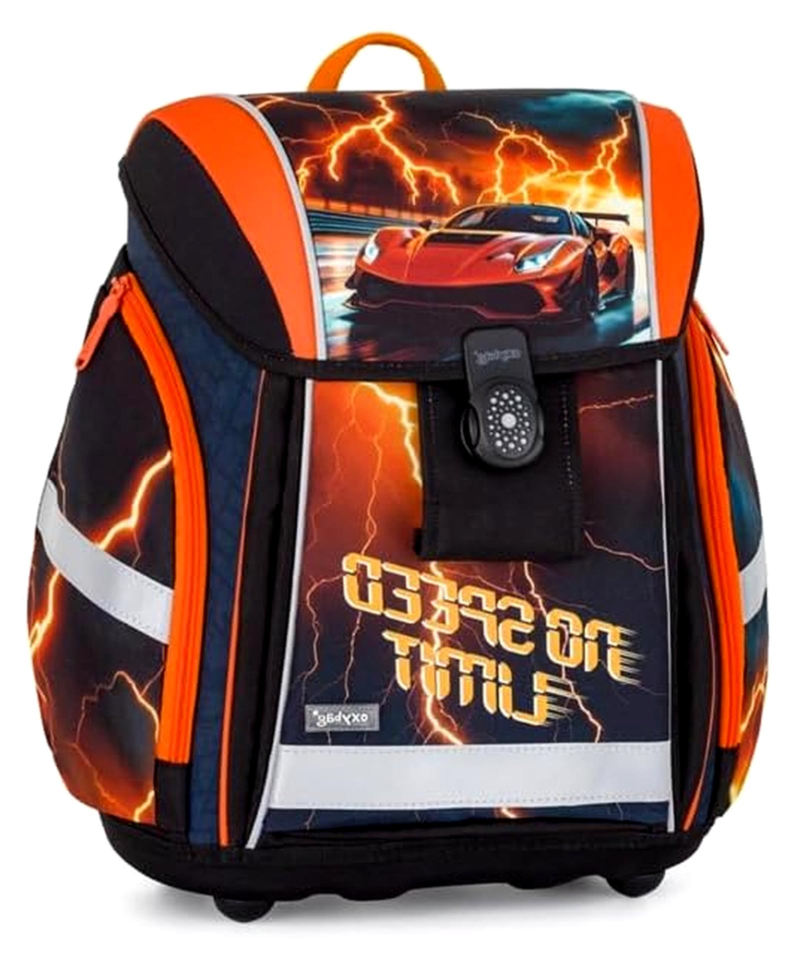 Oxybag Speed Limit Auto Premium Light Schulranzen-Set mit Brotdose, Trinkflasche, Brustbeutel, Heftbox (8tlg. mit Schultüte)