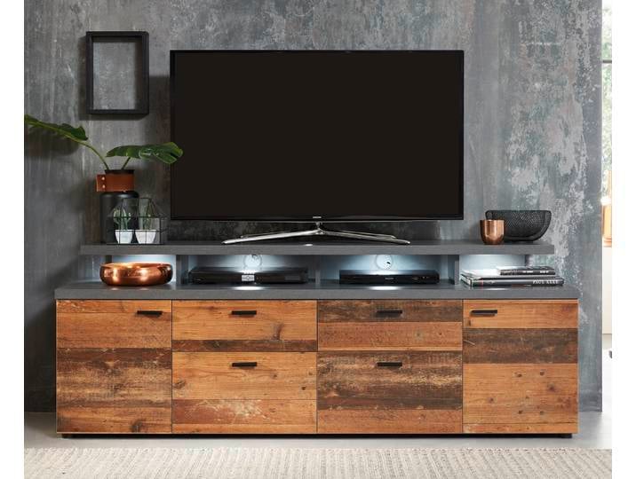 TV Lowboard Mood , Old Used Wood / Matera grau , Shabby Look