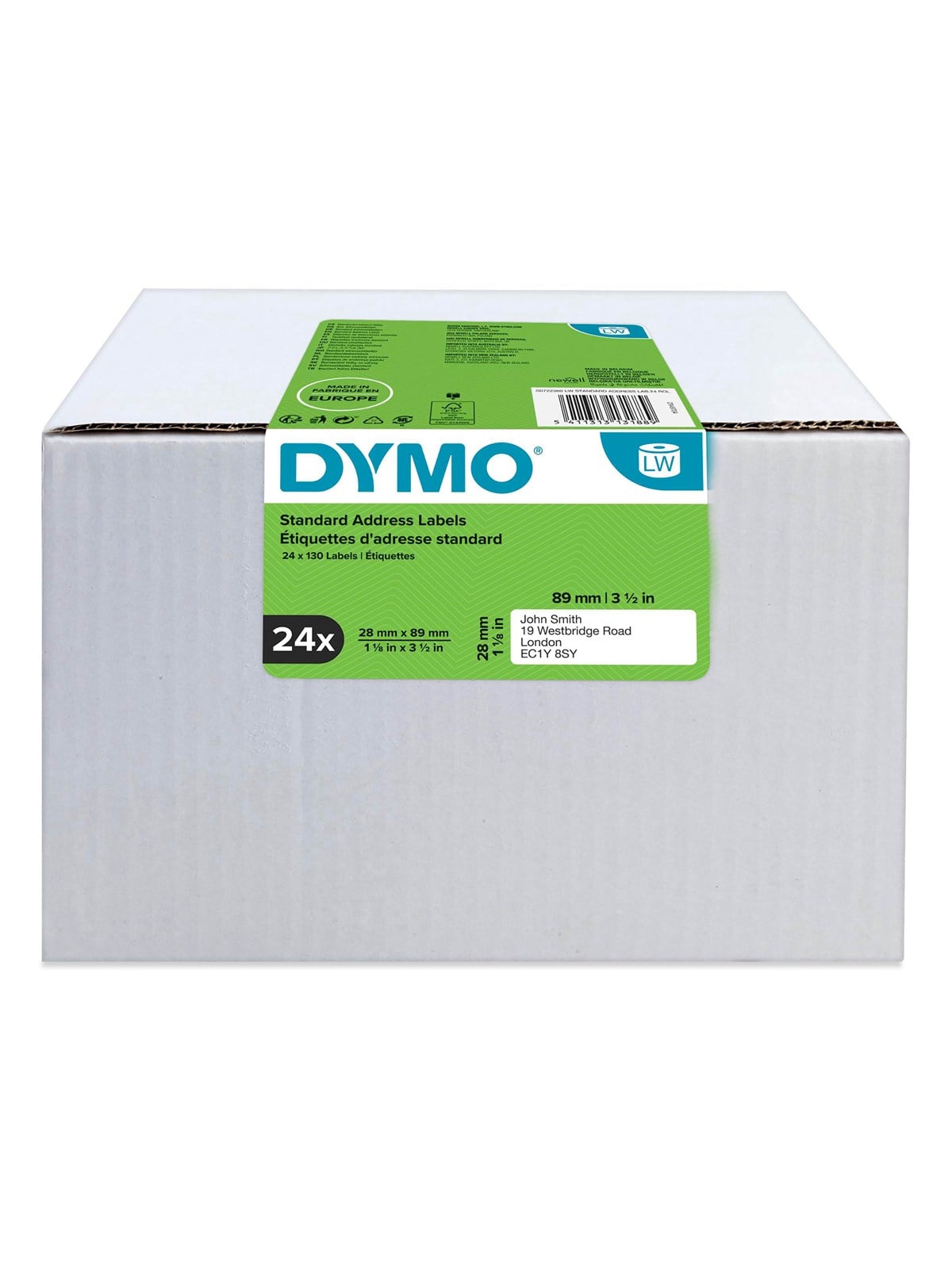 DYMO LabelWriter Adressetiketten | 28 mm x 89 mm | 24 Rollen mit je 130 leicht ablösbaren Etiketten (3.120 Etiketten) | selbstklebende Etiketten