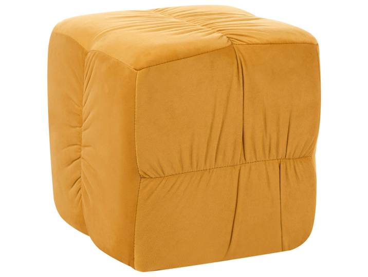 Beliani Pouf Samtstoff Senfgelb Turley, Gelb, Quadratisch, 57x38x57 cm, Wohnzimmer, Sessel, Hocker & Hockerbänke, Poufs