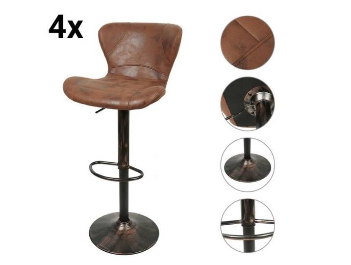 Tabouret de Bar - MENGDA - Lot de 4 - Confortable - Stable - Réglable en hauteur