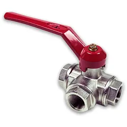 Messing 3-Wege Kugelhahn mit T-Bohrung (Ausführung: 3/8'' Pmax: 55bar)