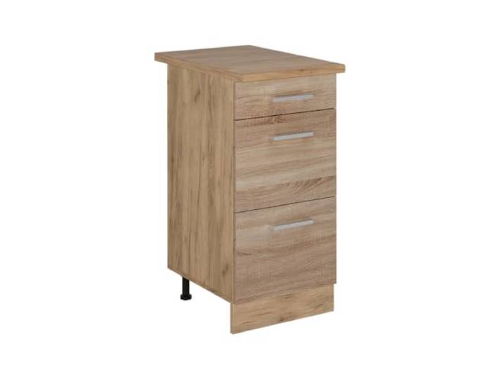 Vicco Küchenunterschrank R-Line, Sonoma, 40 cm 3 Schubladen · Arbeitsplatte Eiche · Höhenverst. Füße · Leichter Zugriff · Frei kombinierbar