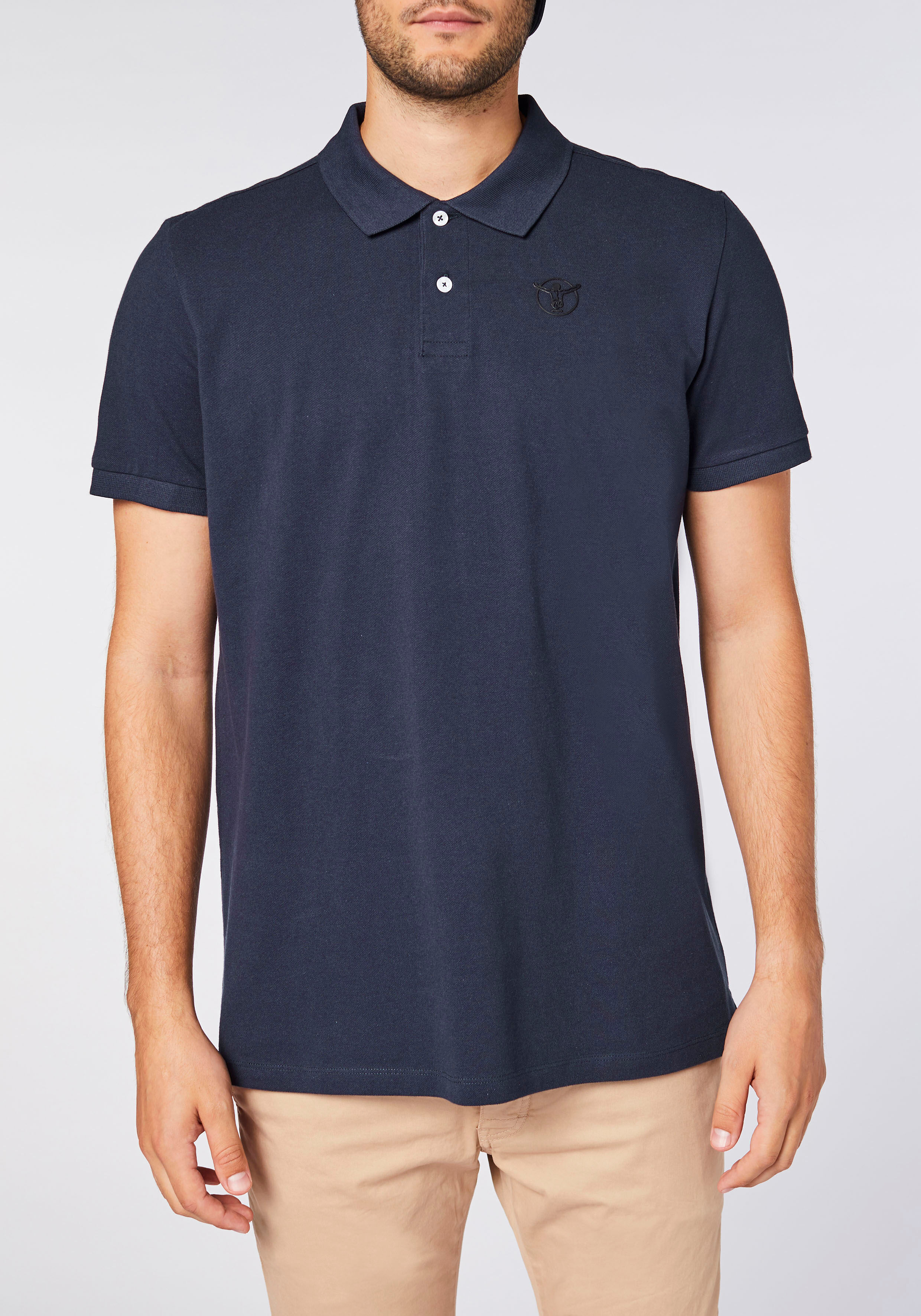 Poloshirt CHIEMSEE, Herren, Gr. S (44/46), total eclipse, 100% Baumwolle, unifarben, regular fit, ohne Ausschnitt, gerader Abschluss, Shirts Poloshirt, - ideal für Sport & Freizeit