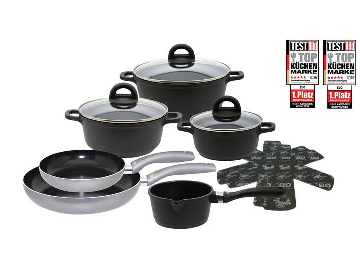 Topf-Set ELO Black, Ducato , schwarz, Töpfe, Topf-Set, mit hochwertiger Antihaftversiegelung, Induktion