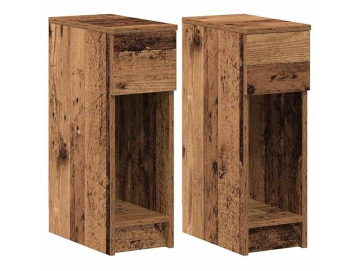 Heofavd Nachttisch 2er Set Altholz-Optik Schmal 20x36x60 cm
