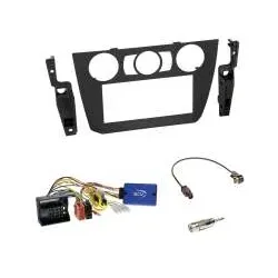 BMW 3er (E90/91/92/93) 2005 - 2013 Einbauset 2-DIN Radioblende schwarz + Quad...
