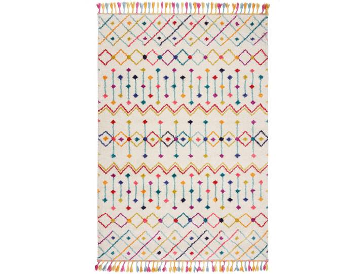 Flair Rugs Berberteppich, Creme, Mehrfarbig, Raute, rechteckig, 120x170 cm, pflegeleicht, Teppiche und Böden, Teppiche, Orientteppiche