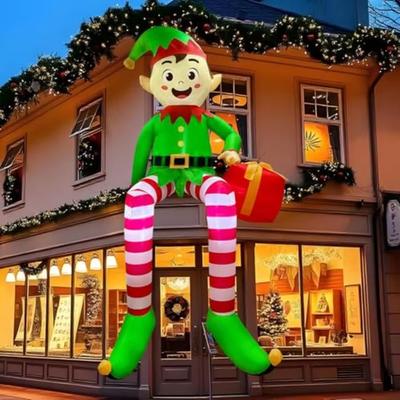 PRiME Christmas Inflatable Sitting Elf, Built in LED Outdoor Beam Roof Tree Party Yard Decoration 1