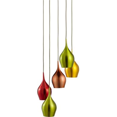 SEARCHLIGHT Hängeleuchte "Hängeleuchte Vibrant, 5-flammig", silber (chrom), 5, Ø 30cm H: 19cm, 1 Stk., Leuchten, Metallic-Glanzeffekt, Hängeleuchte