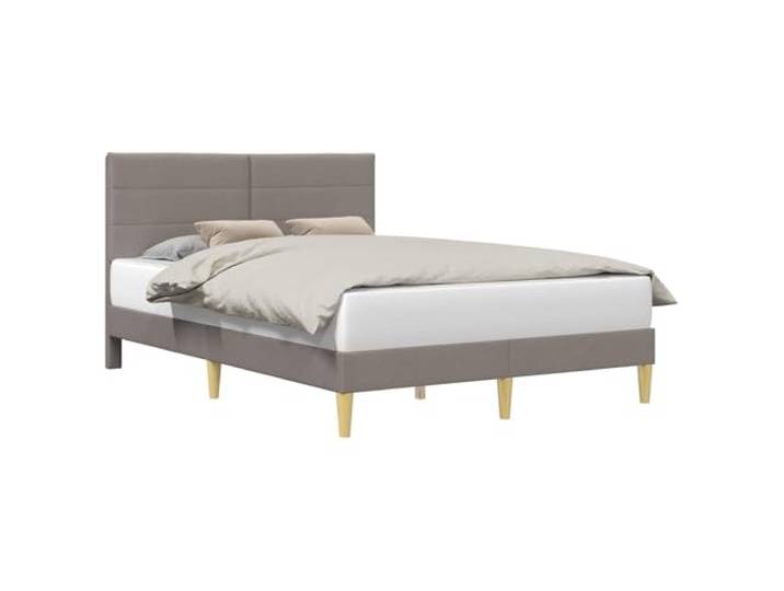 HMDNGOUT Bettrahmen mit Kopfteil Taupe 140 x 200 cm Stoff, modernes Bettgestell mit Polsterkopfteil, Stabiler Sperrholzrahmen mit gedrehten Beinen, weiche Stoffpolsterung für Komfort,