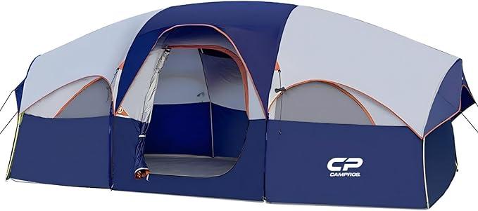 Camping Zelt 6-8 Personen, großes Familienzelt 427 x 274 x 183 cm, 2 Räume mit Trennwand, Stehhöhe, schneller Aufbau in 5 Minuten, Gute Belüftung, Outdoor Zelt für Familie