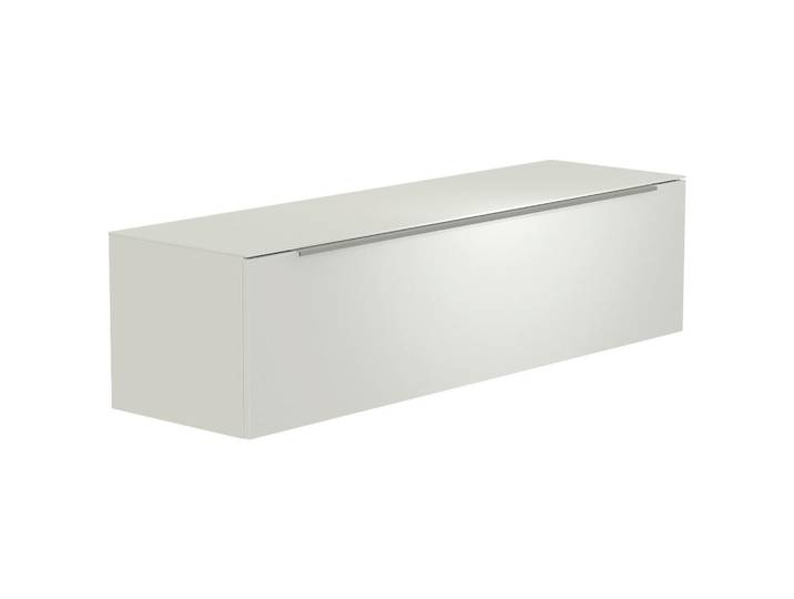 Moderano Lowboard, Weiß, Alu, 2 Fächer, 160x41x45 cm, Beimöbel erhältlich, hängend, Abdeckplatte aus Glas, Wohnzimmer, Wohnwände, Lowboards, Lowboards hängend