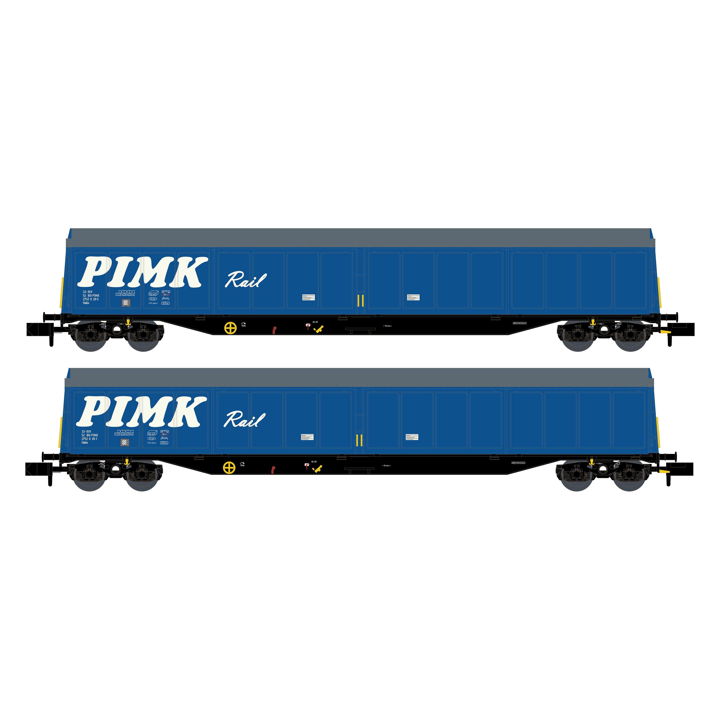 Hobbytrain 2er Set Schiebewandwagen Habis Pimk Rail Ep.VI (Spur N) (H23445)