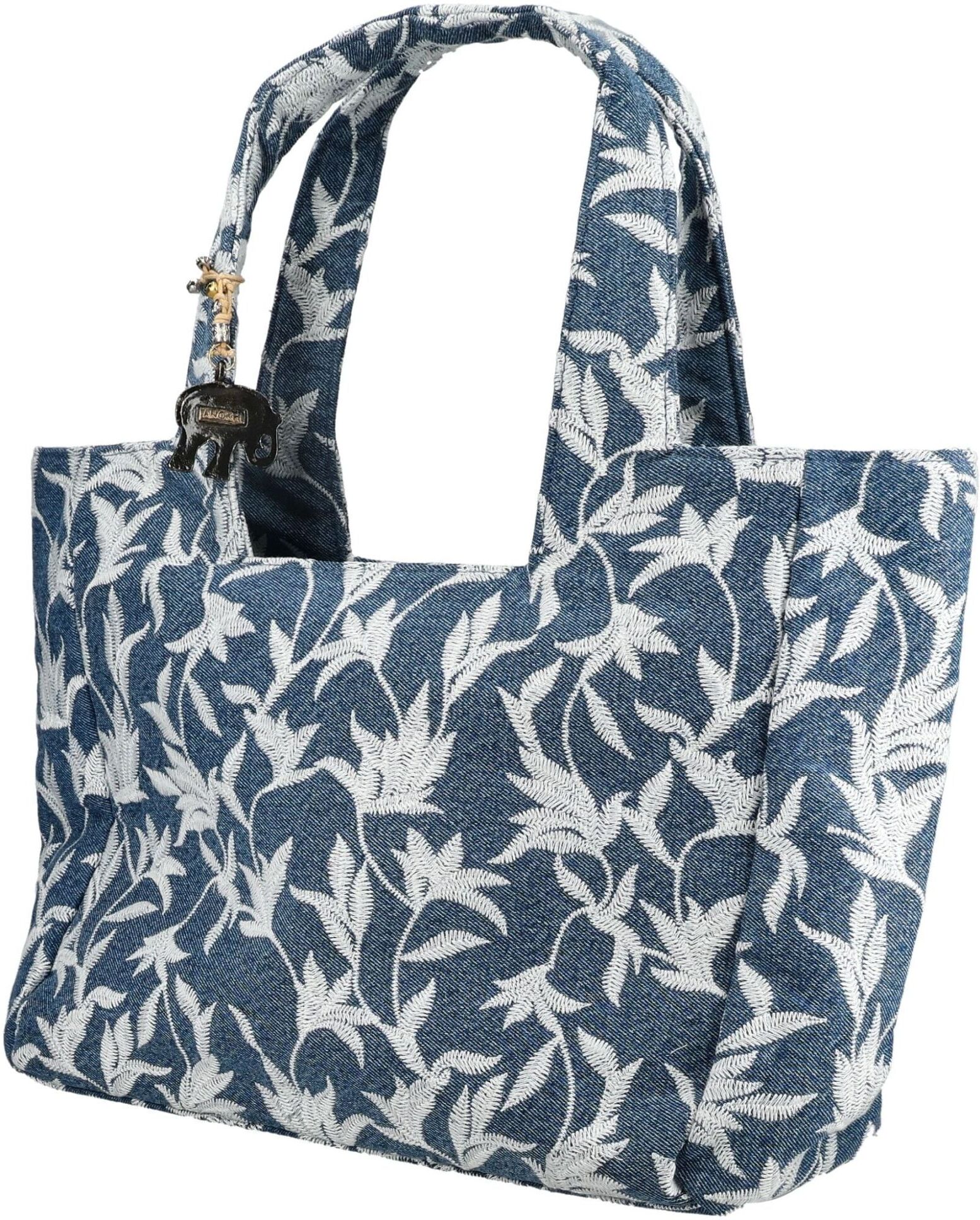 Henkeltasche ANOKHI "ANOKHI Taschen Baumwolle", Damen, Gr. onesize, blau, Baumwolle, Taschen