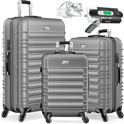 Kesser 3tlg. Hartschalenkofferset Hartschalenkoffer Reisekoffer Set, Koffer, Silber