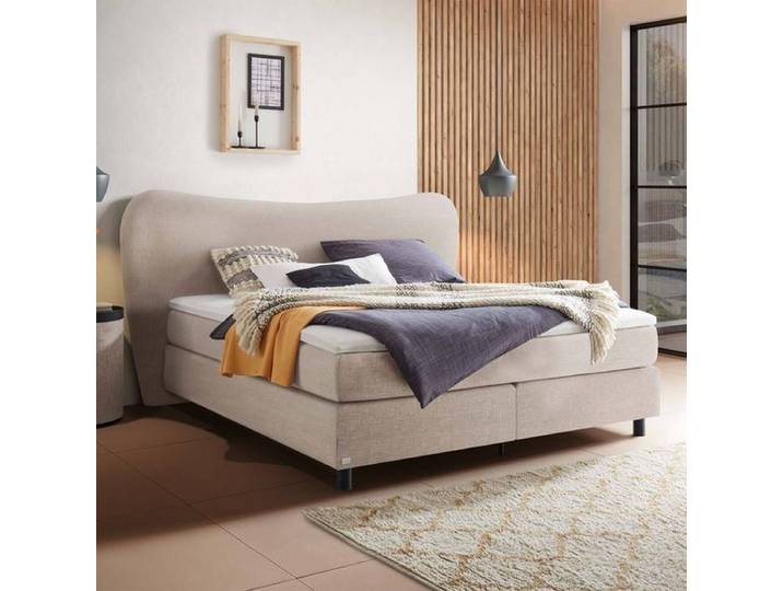 Boxspringbett Narel Webstoff 140x220cm TTF-Box Härtegrad: H3 Beige modern