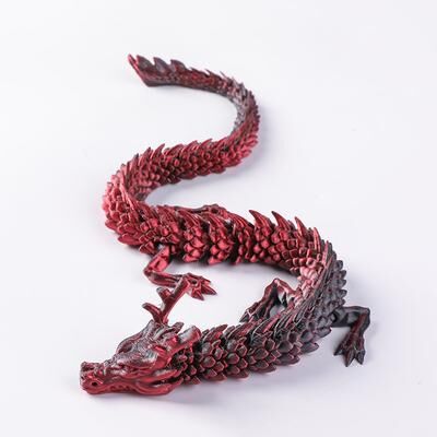 Multisell Products Hub Flexible Joints For Customizable Poses, Printed Chinese Dragon Ornament, Unique Anime Inspired Collectible burgundy