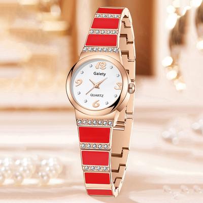 Fusion Finds Luxury Women's Quartz Watch With Circular Dial Elegant Fashion Watch For Everyday Wear red