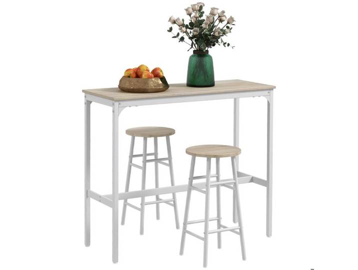 HOMCOM - Ensemble table haute de bar + 2 tabourets - MDF - 105x40x90cm - Chêne