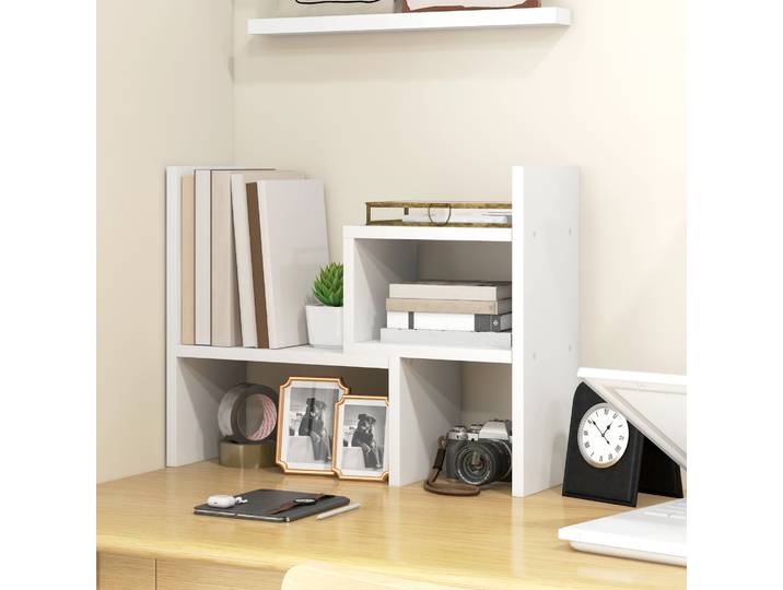 HOMCOM Étagère Bureau Modulable 2 Pièces MDF Blanc