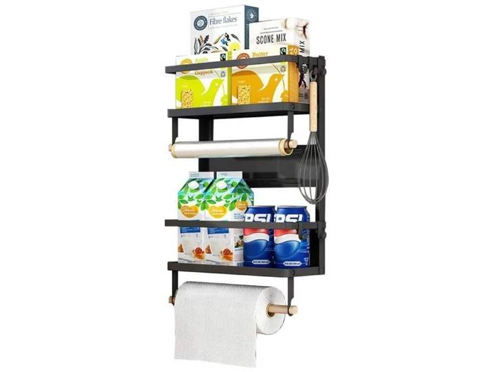 Étagère Réfrigérateur Magnétique Noir H 40cm Porte-épices -