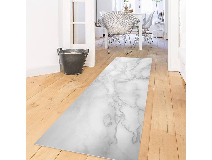 Vinylteppich Marmoroptik 240 x 80cm Schwarz/Weiß